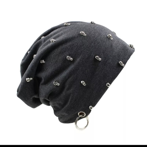 Black Punk goth skull beanie skull cap - Picture 1 of 6
